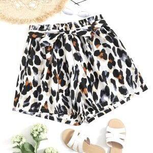 Animal Print Tie Pull On Boho Style Shorts Woman's Plus Size 4X